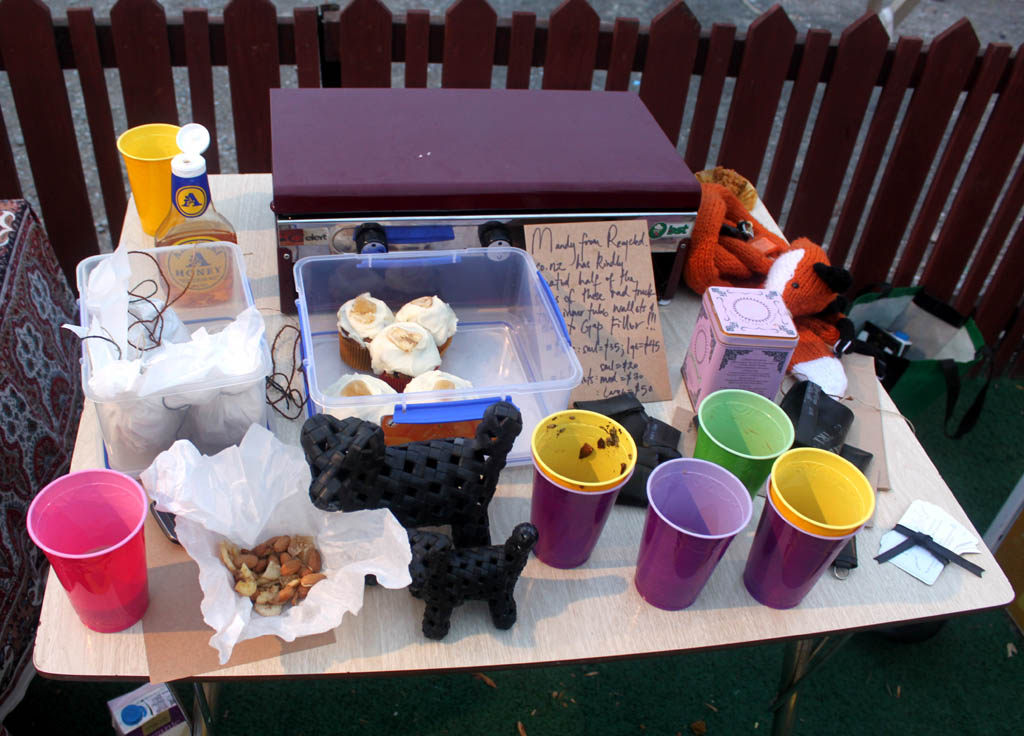 Treats of cupcakes and chai tea on offer with various items for sale to help raise funds.